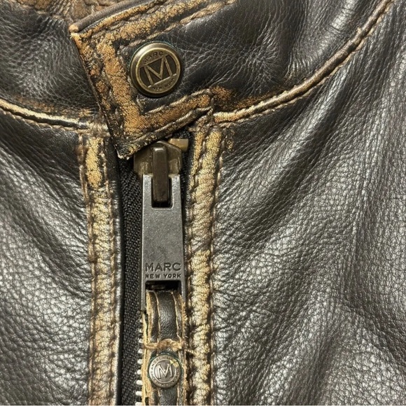 Marc New York Andrew Marc Distressed Heavy Moto genuine leather Jacket. - Picture 6 of 8